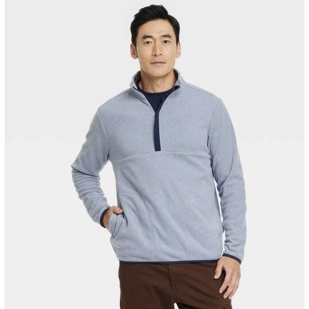 Goodfellow & Co Men's M Quarter Zip Fleece Pullover Blue Gray NWT